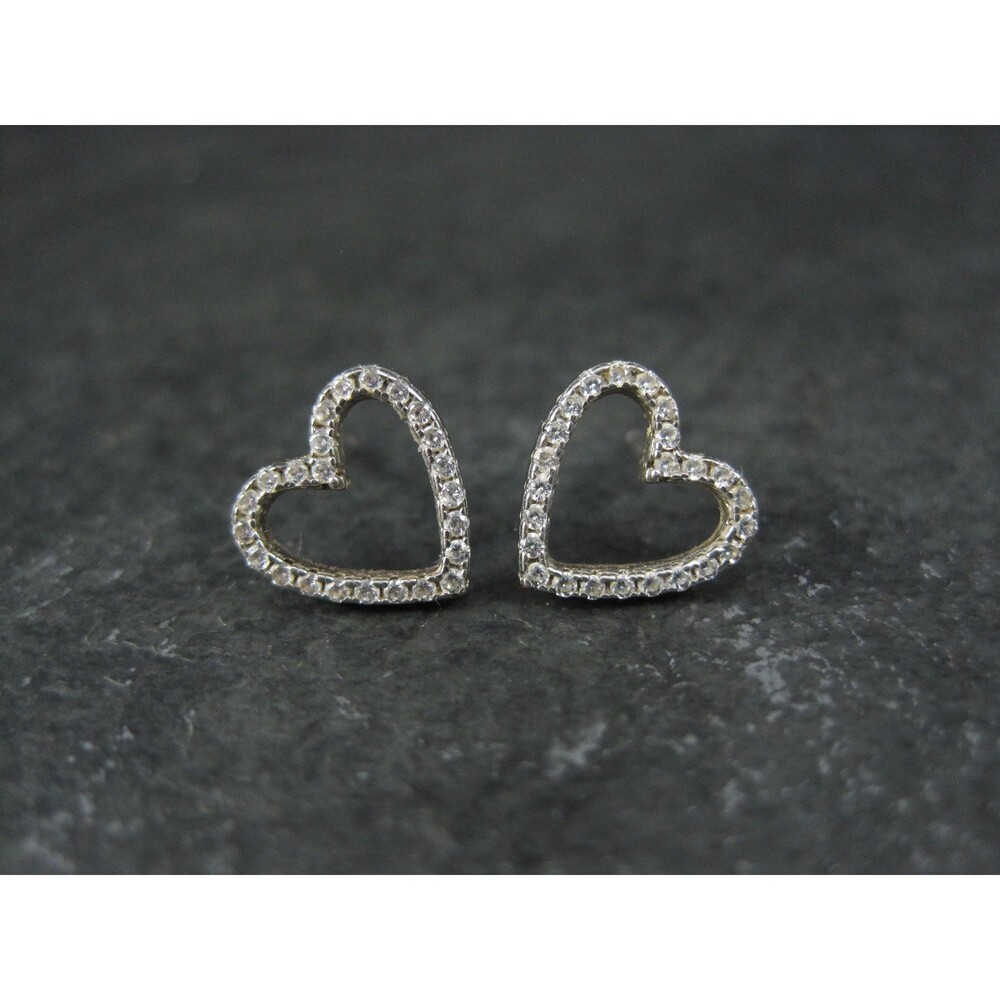 Sterling Silver Cz Heart Earrings